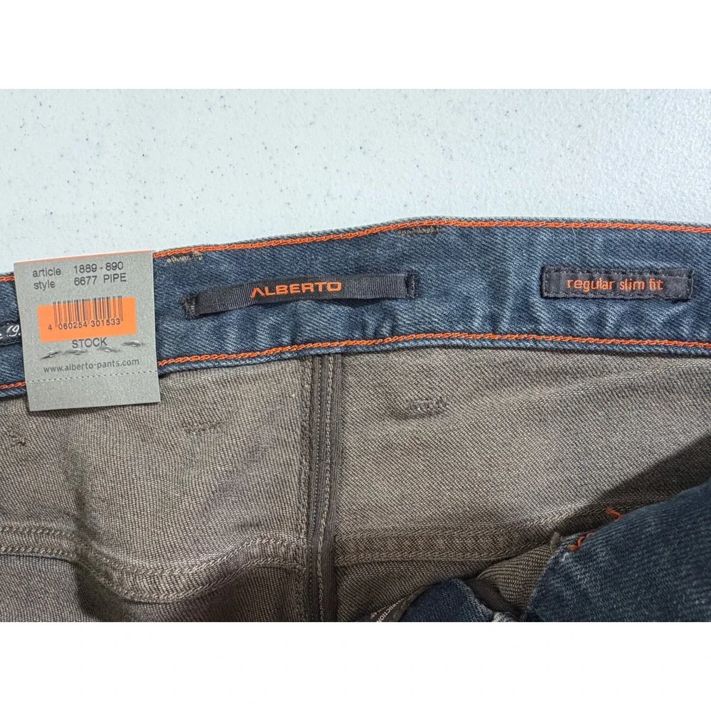 Alberto Pipe Regular Slim Fit Jeans 38x34 Overdyed Vintage Wash Urban Modern NWT